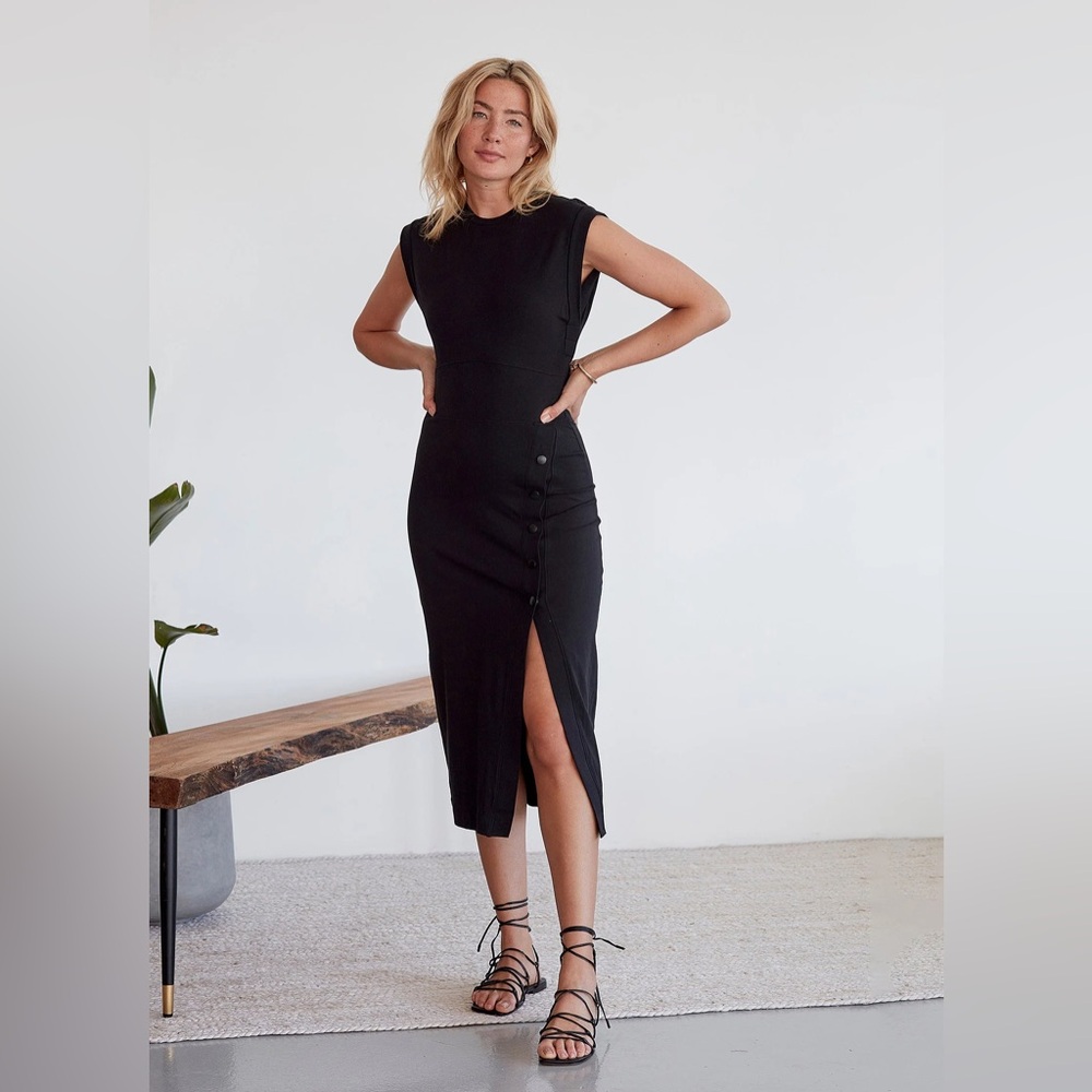 Anthropologie Black Midi Sleeveless Dress